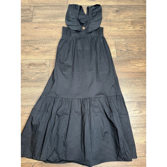 NWT Mott50 Serena Ruffle V-Neck Maxi Dress Sun Protection Black Sz Small - Picture 10 of 12